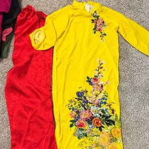 Lunar new year Floral Yellow Kids Dress